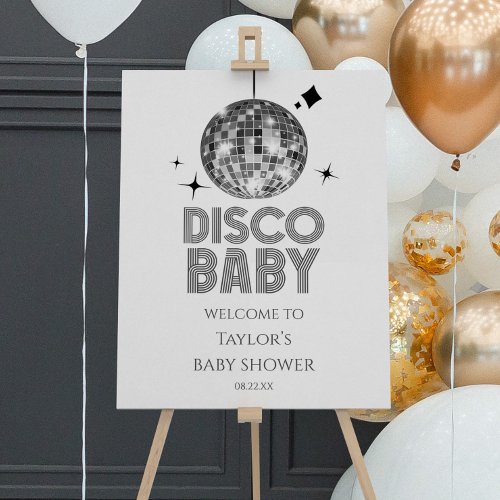 Silver Disco Baby Baby Shower Welcome Sign