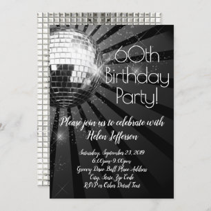 Silver Disco Ball 60th Birthday Party Invitation