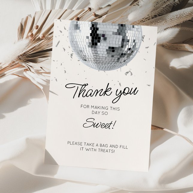 Silver Disco Ball Birthday Thank You Card (Creator Uploaded)