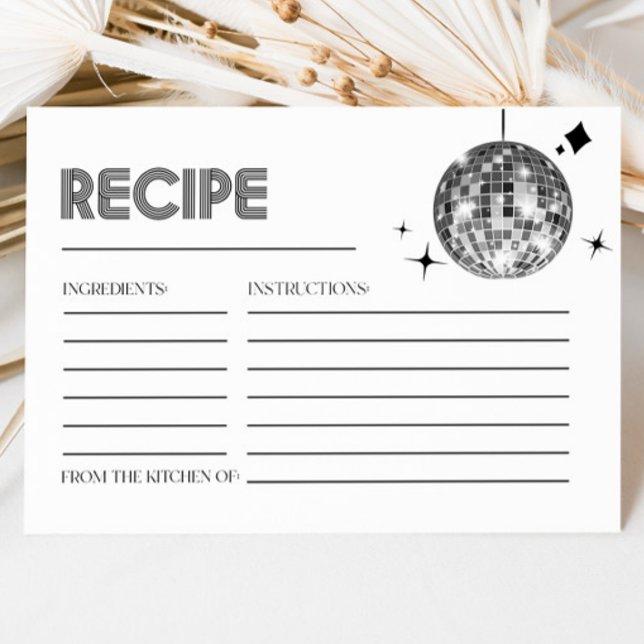 Silver Disco Ball Bridal Shower Recipe Cards (Creator Uploaded)
