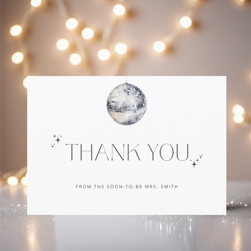 Silver Disco Ball Bridal Shower Thank You Card