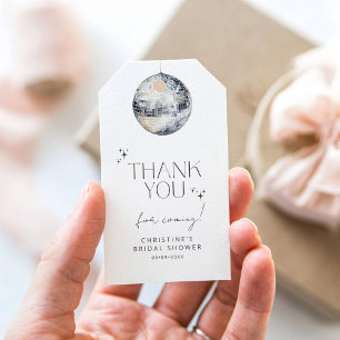 Silver Disco Ball Bridal Shower Thank You Gift Tags
