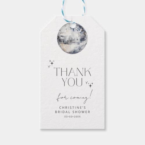 Silver Disco Ball Bridal Shower Thank You Gift Tags