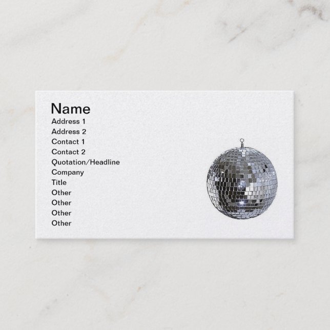 Silver Disco Ball Business Card (Front)