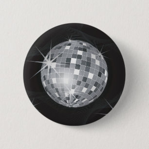 silver disco ball button