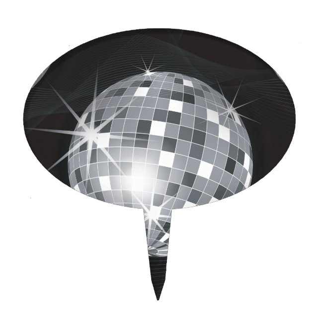 silver disco ball cake topper (Front)