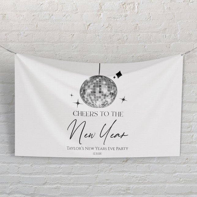 Silver Disco Ball Cheers New Years Eve Party  Banner (Creator Uploaded)