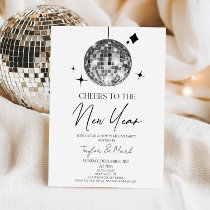 Silver Disco Ball Cheers New Years Eve Party Invitation