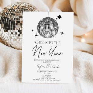 Silver Disco Ball Cheers New Years Eve Party Invitation