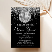 Silver Disco Ball Cheers New Years Eve Party