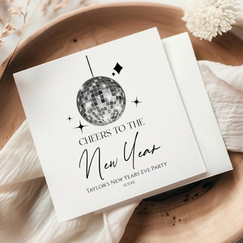 Silver Disco Ball Cheers New Years Eve Party Napkins Silver Disco Ball Cheers New Years Eve Party Napkins