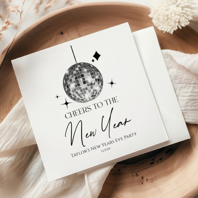 Silver Disco Ball Cheers New Years Eve Party  Napkins (Creator Uploaded)