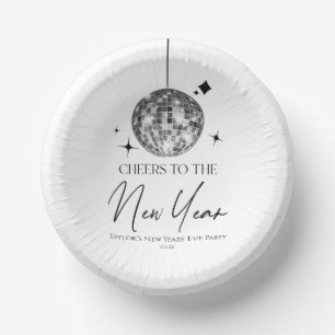 Silver Disco Ball Cheers New Years Eve Party Paper Bowls