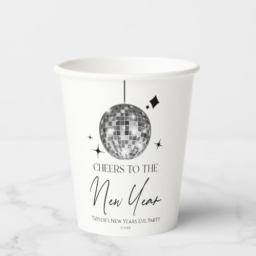 Silver Disco Ball Cheers New Years Eve Party Paper Cups Silver Disco Ball Cheers New Years Eve Party Paper Cups