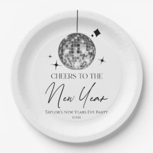 Silver Disco Ball Cheers New Years Eve Party  Paper Plates