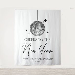 Silver Disco Ball Cheers New Years Eve Party  Tapestry