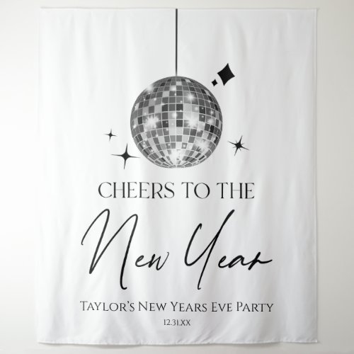 Silver Disco Ball Cheers New Years Eve Party  Tapestry