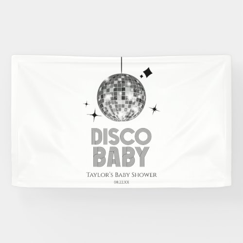Silver Disco Ball Disco Baby Baby Shower Banner
