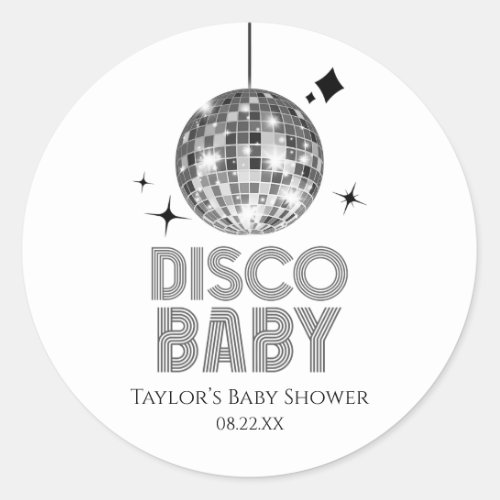 Silver Disco Ball Disco Baby Baby Shower Classic Round Sticker
