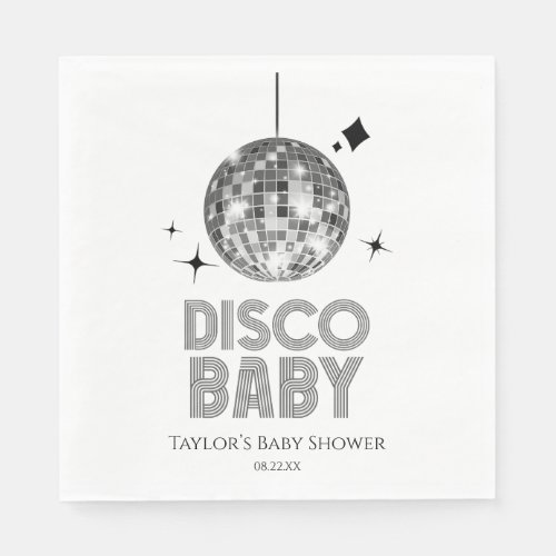 Silver Disco Ball Disco Baby Baby Shower Napkins