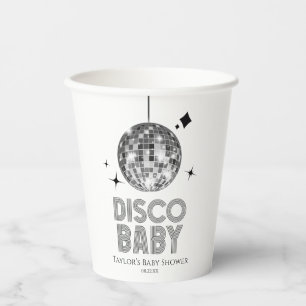 Silver Disco Ball 'Disco Baby' Baby Shower Paper Cups