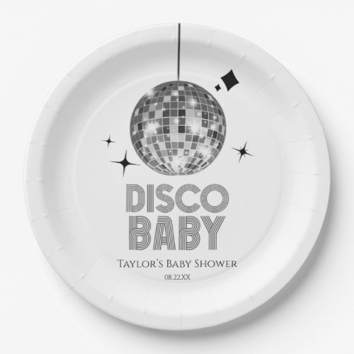 Silver Disco Ball Disco Baby Baby Shower Paper Plates