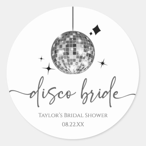 Silver Disco Ball Disco Bride Bridal Shower Classic Round Sticker