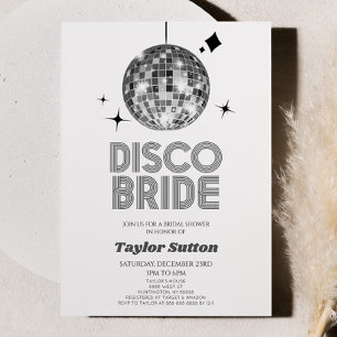 Silver Disco Ball Disco Bride Bridal Shower Invitation