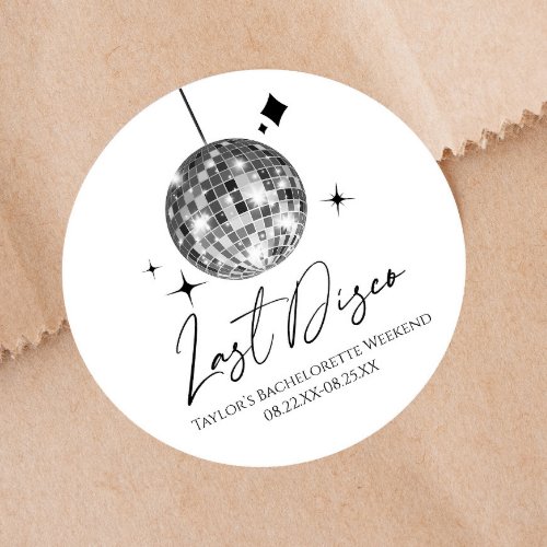 Silver Disco Ball Last Disco Bachelorette Party Classic Round Sticker