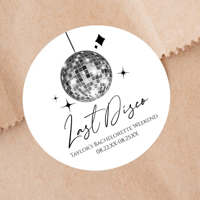 Silver Disco Ball Last Disco Bachelorette Party Classic Round Sticker (Creator Uploaded)