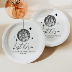 Silver Disco Ball Last Disco Bachelorette Party Paper Plates