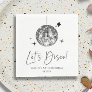 Silver Disco Ball Let's Disco Birthday Party Napkins