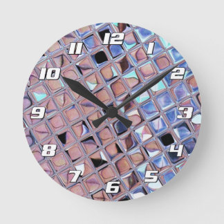 Silver Disco Ball Macro | Retro Mirror Ball Photo Round Clock