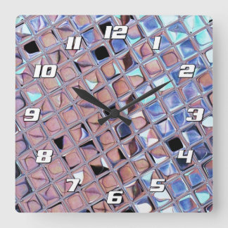 Silver Disco Ball Macro | Retro Mirror Ball Photo Square Wall Clock