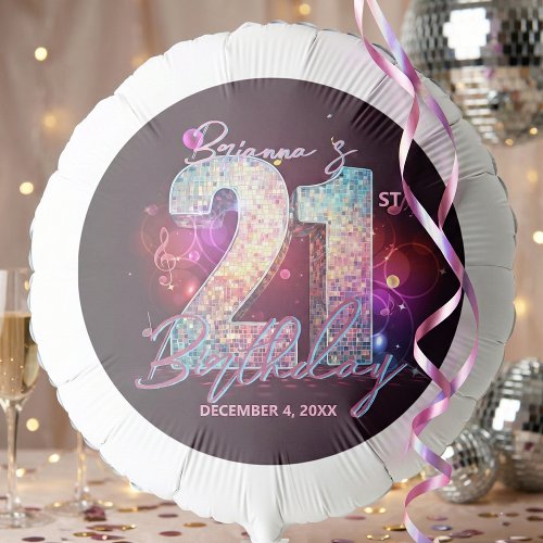 Silver Disco Ball Music Notes 21st Birthday Party