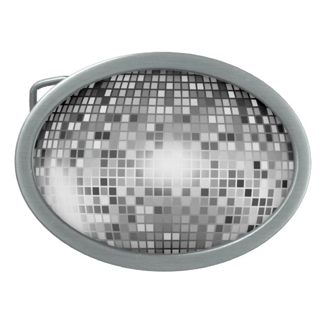 Silver Disco Ball Party Glamour Belt Buckle (Front)