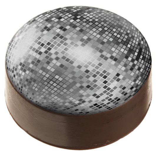 Silver Disco Ball Party Glamour Chocolate Covered Oreo (Angled)
