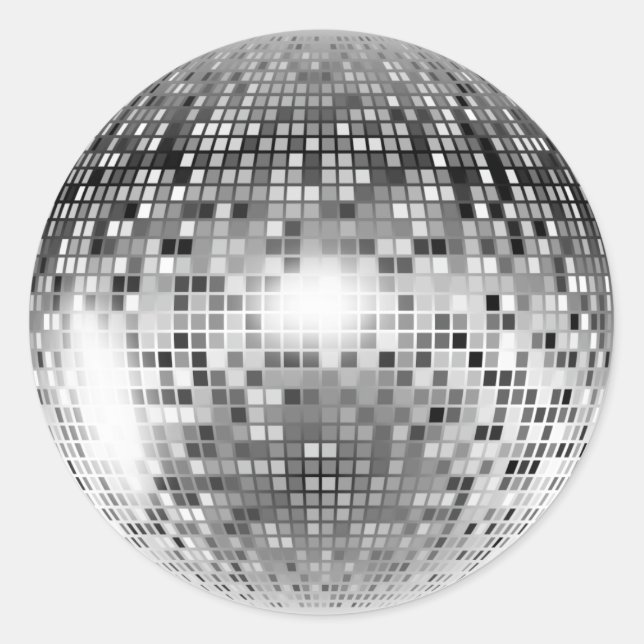 Silver Disco Ball Party Glamour Classic Round Sticker (Front)