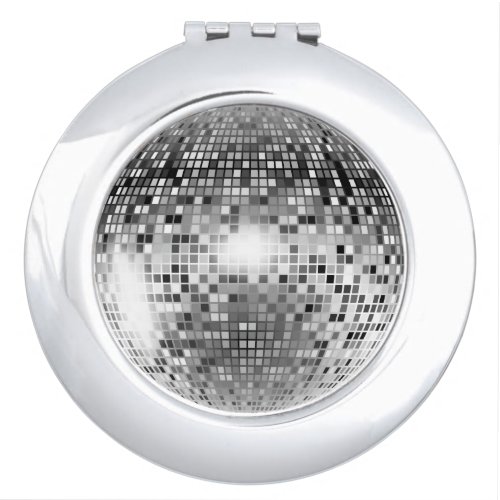 Silver Disco Ball Party Glamour Compact Mirror