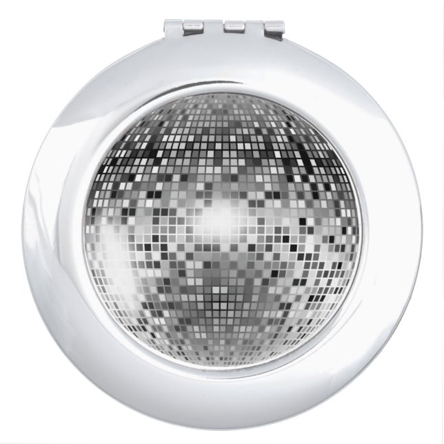 Silver Disco Ball Party Glamour Compact Mirror (Front)