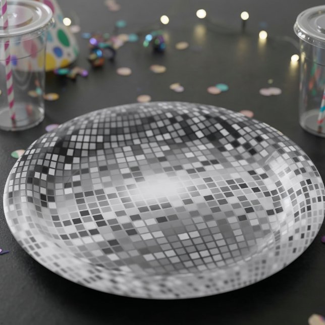 Silver Disco Ball Party Glamour Paper Plates (Creator Uploaded)