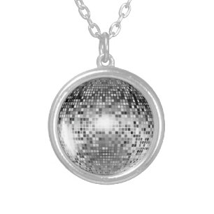 Silver Disco Ball Party Glamour Plated Necklace