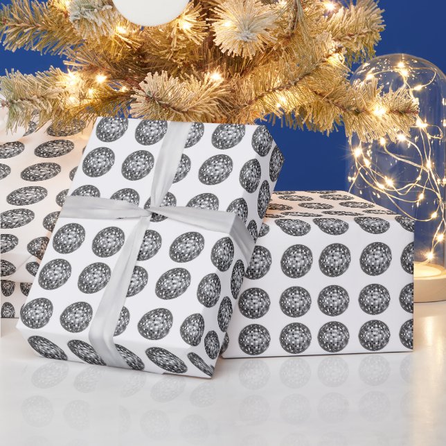 Silver Disco Ball Pattern  Wrapping Paper (Holidays)