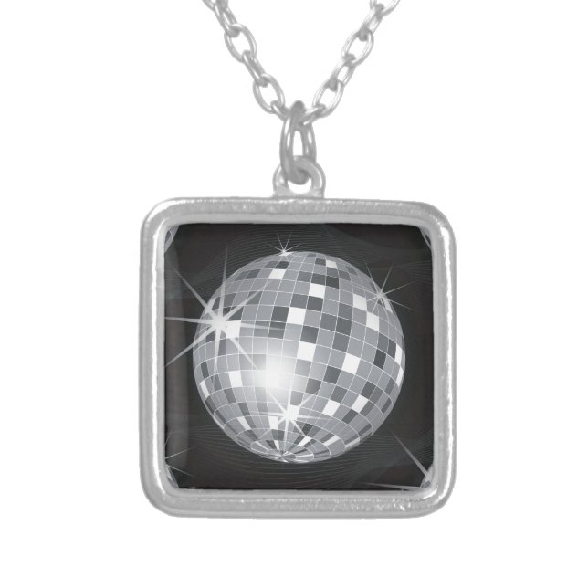 silver disco ball plated necklace (Front)