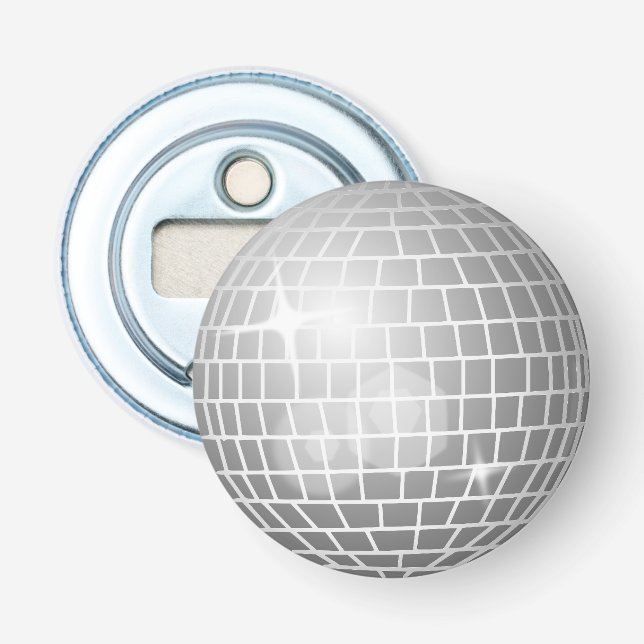 Silver Disco Ball Retro 70s Bottle Opener (Front)