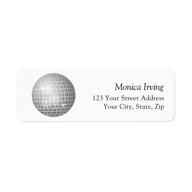 Silver Disco Ball Retro 70s Return Address Label (Front)