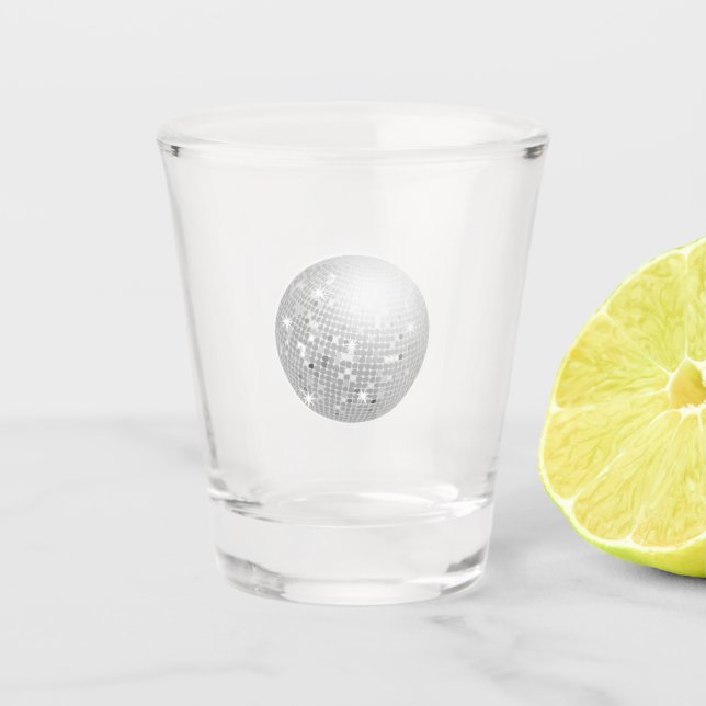 Silver Disco Ball Retro 70s Shot Glass (Front)