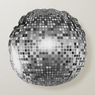 Silver Disco Ball Round Pillow