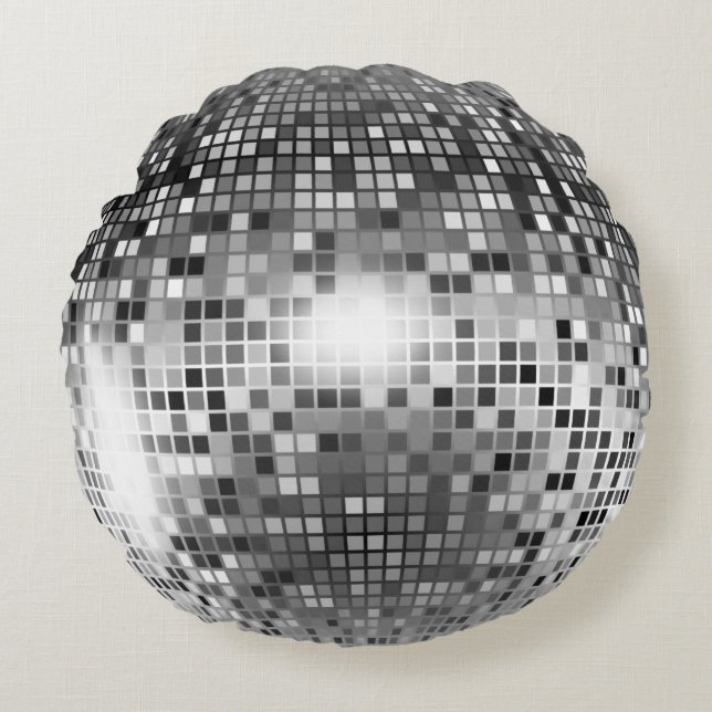 Silver Disco Ball Round Pillow (Front)