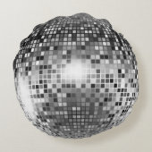 Silver Disco Ball Round Pillow (Back)